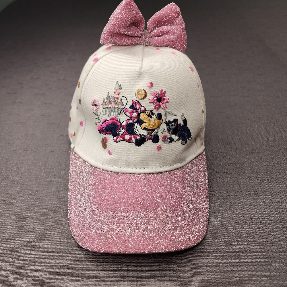 Disney Minnie Mouse Girl Toddler Stretch Hat Pink Glitter Bow Sparkle Polka Dot